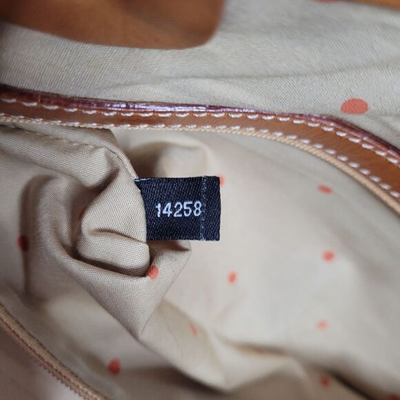 KATE SPADE orange sherbet leather trim raffia wood bottom shoulder bag purse - Picture 13 of 15